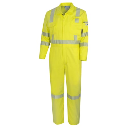 Oberon Hi-Vis FR/Arc-Rated 7.5 oz  88/12 Safety Coveralls, Hi-Vis Yellow, 2XL ZFE106-2XL